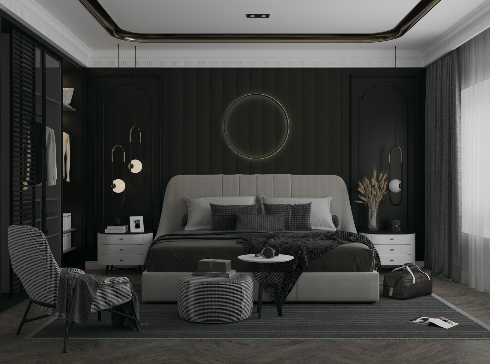Dark Master Bed room